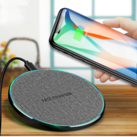 factory wholesale new launched qi standard wireless charger cloth surface fast charging wireless pad for huawei xiaomi i phone