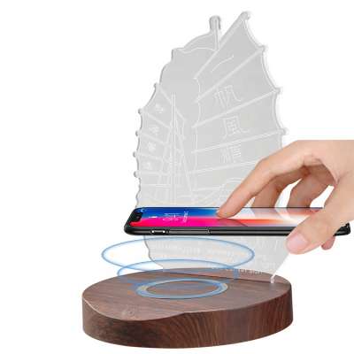 Gift product 3d acrylic customized image LED luminous colorful lighting wireless charger